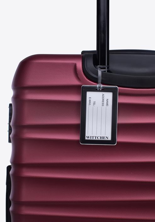 Nagyméretű bőrönd poggyászcímkével, sötét vörös, 56-3A-313-89Z, Fénykép 3