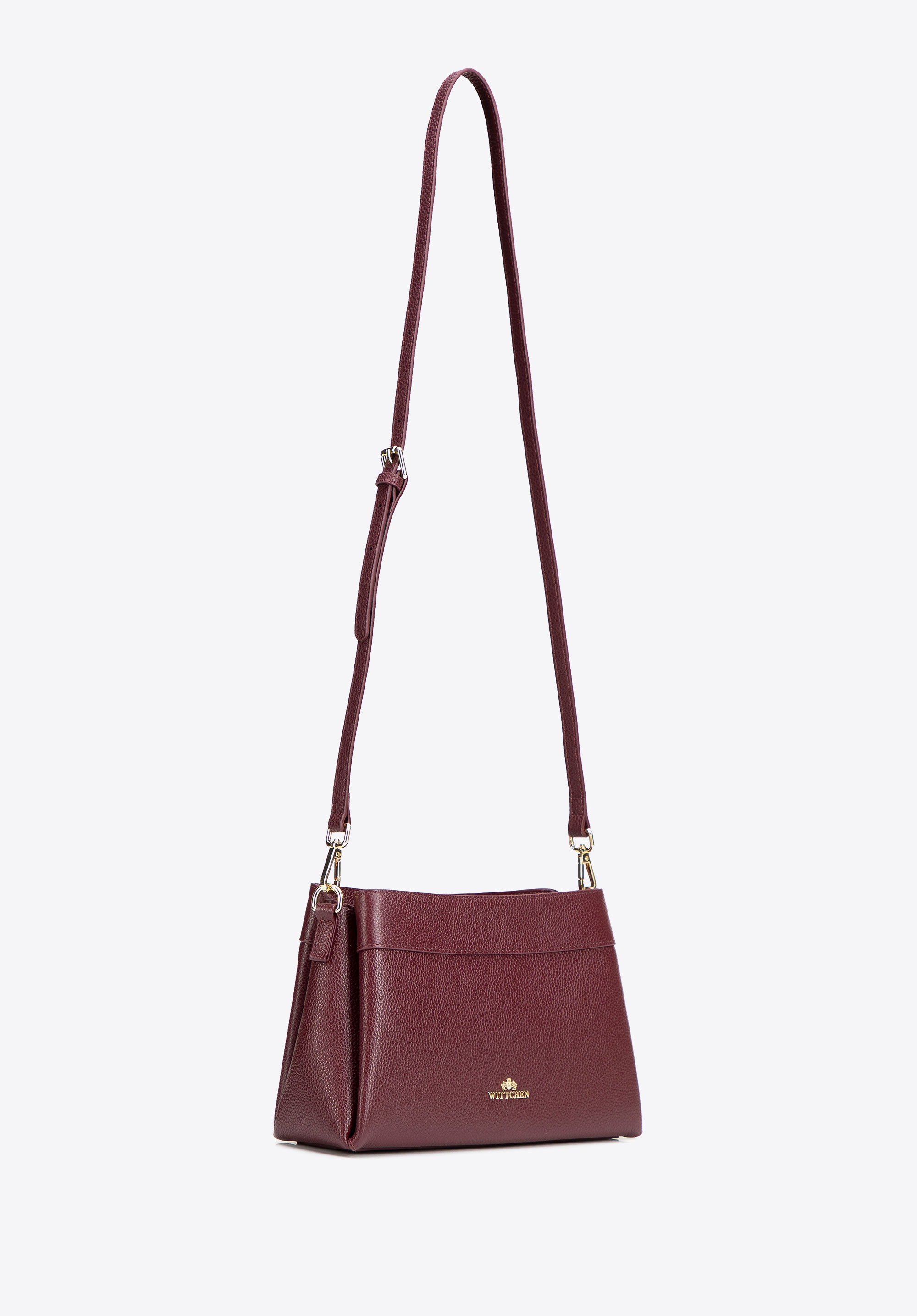 Női bőr crossbody táska három rekesszel, sötét vörös, 103-4E-630-3, Fénykép 1