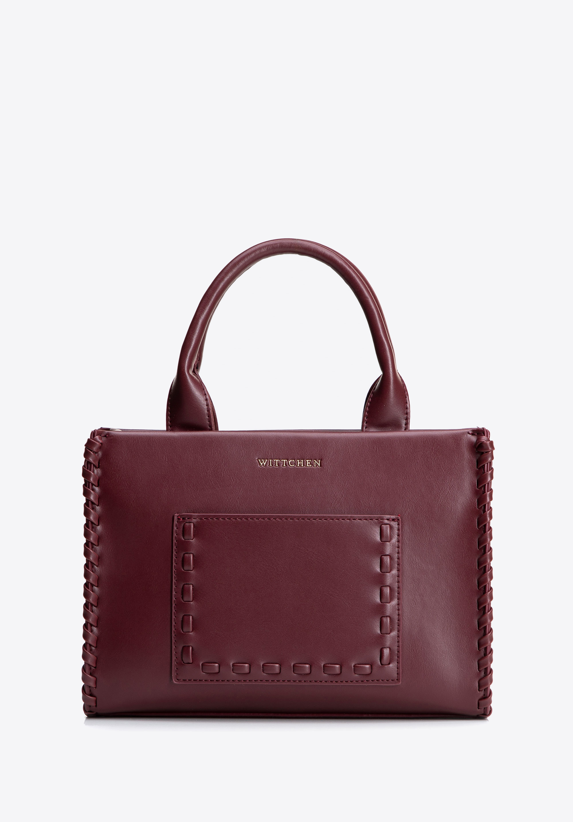 Női műbőr táska díszvarrással, sötét vörös, 101-4Y-400-5, Fénykép 1