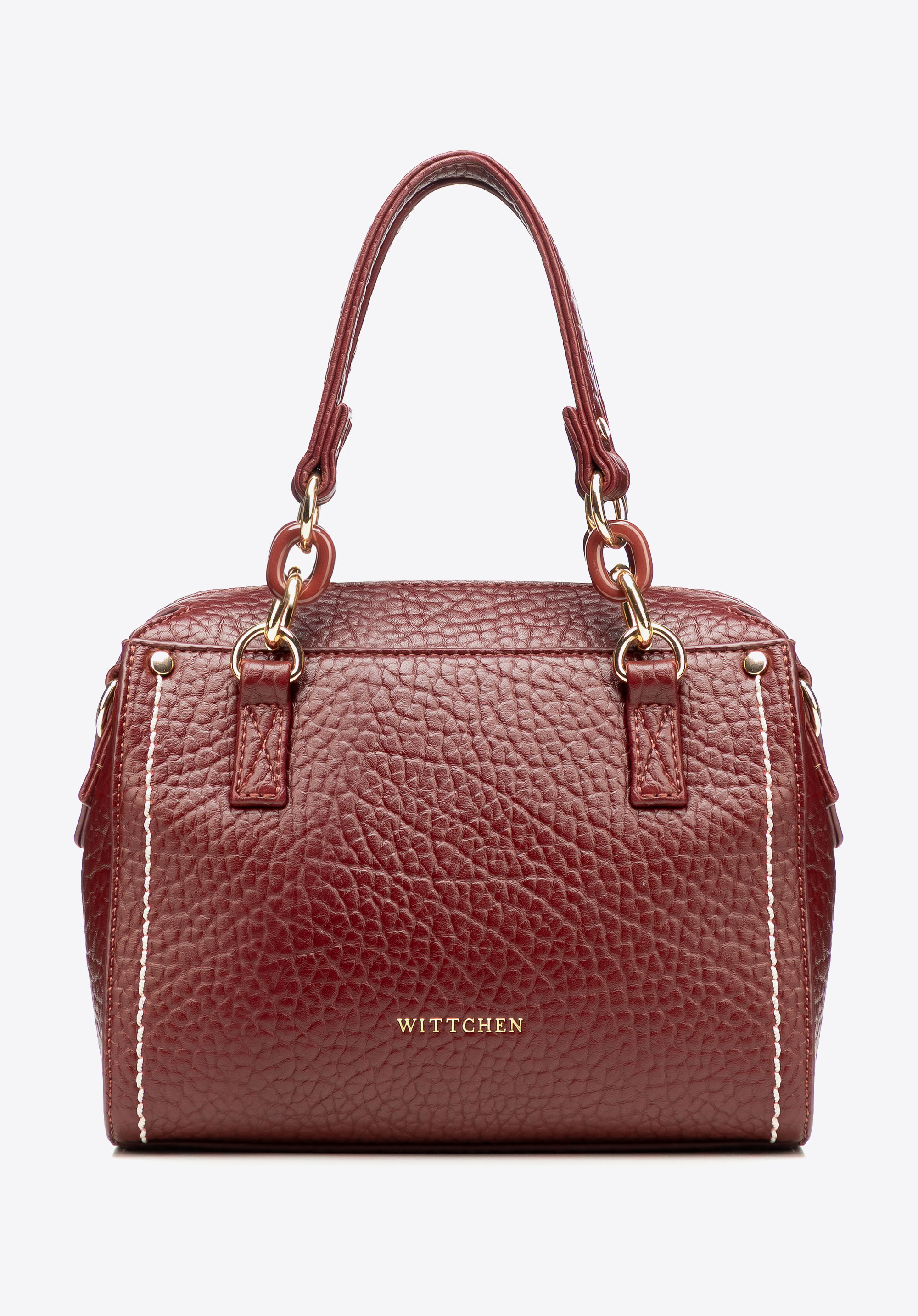 Női műbőr táska díszvarrással, sötét vörös, 101-4Y-707-1, Fénykép 1