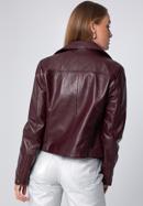 Női bőr motoros kabát, sötét vörös, 97-09-805-1-XL, Fénykép 3