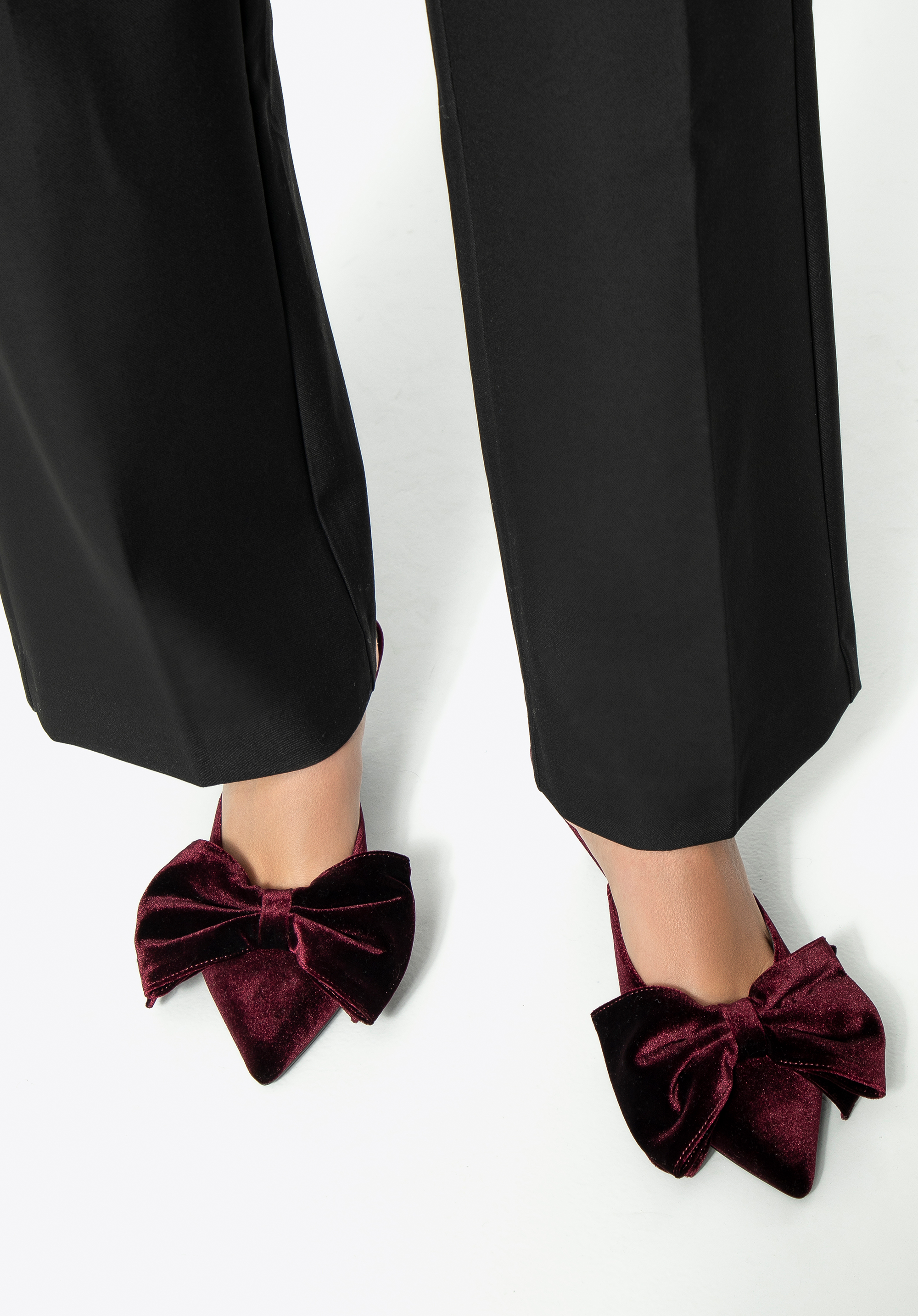 Női masnis törpesarkú szandál, sötét vörös, 99-DP-600-3-35, Fénykép 1