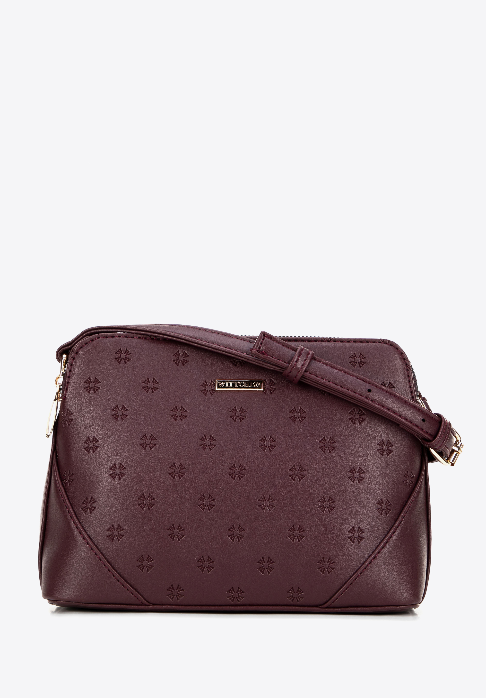 Női monogramos, műbőr crossbody táska, sötét vörös, 99-4Y-205-3, Fénykép 1