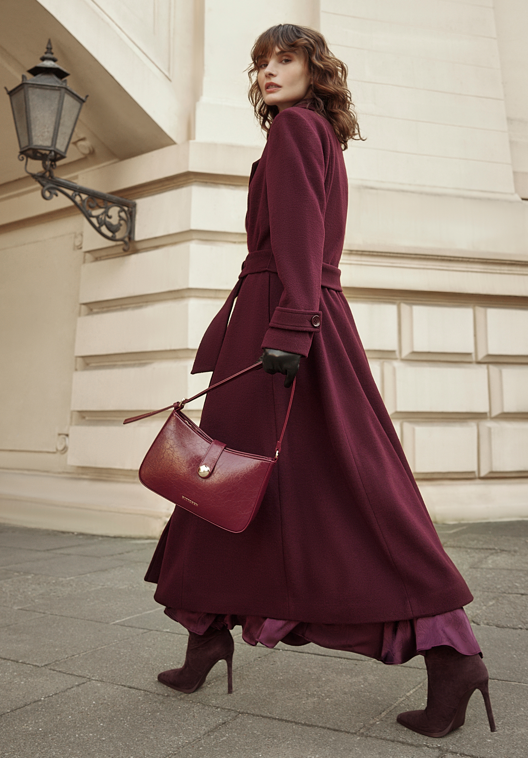 Női műbőr válltáska, sötét vörös, 101-4Y-417-9, Fénykép 2