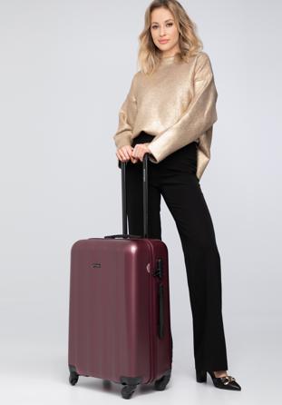 Polikarbonát közepes méretű bőrönd, sötét vörös, 56-3P-112-35, Fénykép 1