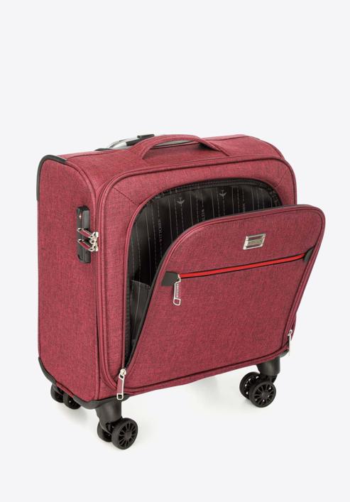 Puha bőrönd színes cipzárral, sötét vörös, 56-3S-505-31, Fénykép 4