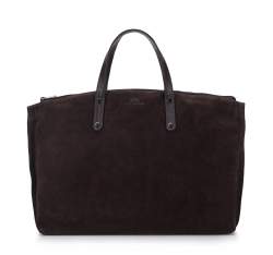 Nagyméretű női bőr táska kivehető tokkal, sötétbarna, 95-4E-018-4, Fénykép 1