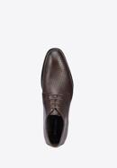Férfi bőr derby cipő fonott mintás orrall, sötétbarna, 95-M-505-1-43, Fénykép 5