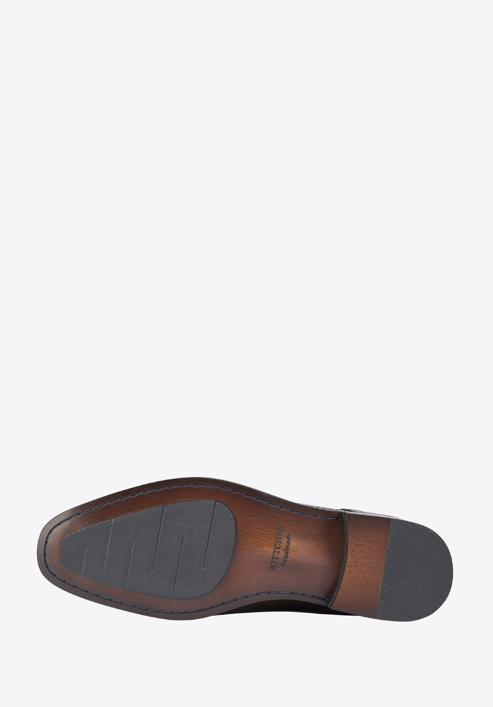 Férfi bőr derby cipő fonott mintás orrall, sötétbarna, 95-M-505-4-45, Fénykép 6