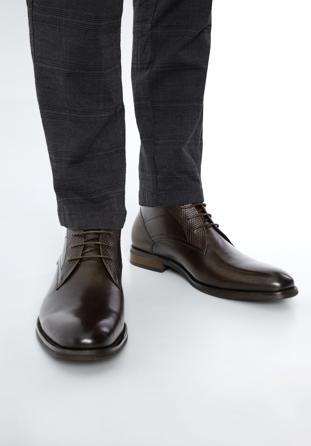 Férfi bőr fűzős cipő, sötétbarna, 97-M-505-4-45, Fénykép 1