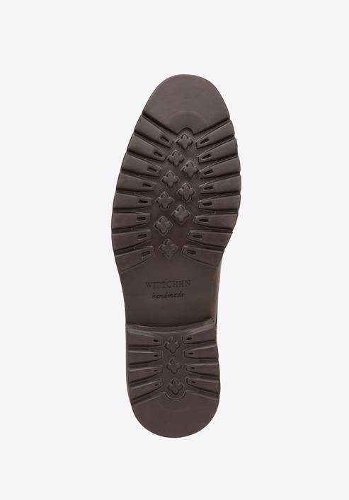 Férfi derby szabású bőrcipő kontrasztos betéttel, sötétbarna, 98-M-715-4-40, Fénykép 6