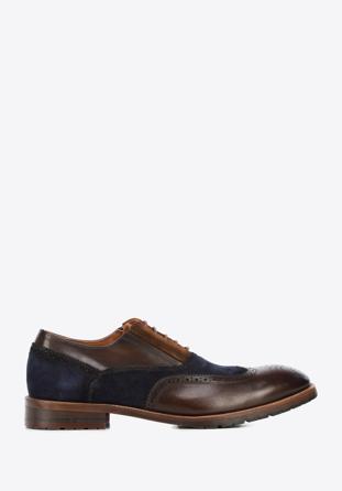 Férfi oxford cipő kétféle bőrből, sötétbarna, 96-M-705-4-41, Fénykép 1