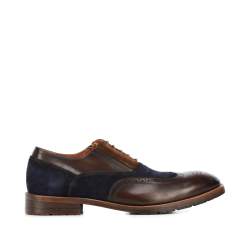 Férfi oxford cipő kétféle bőrből, sötétbarna, 96-M-705-4-44, Fénykép 1