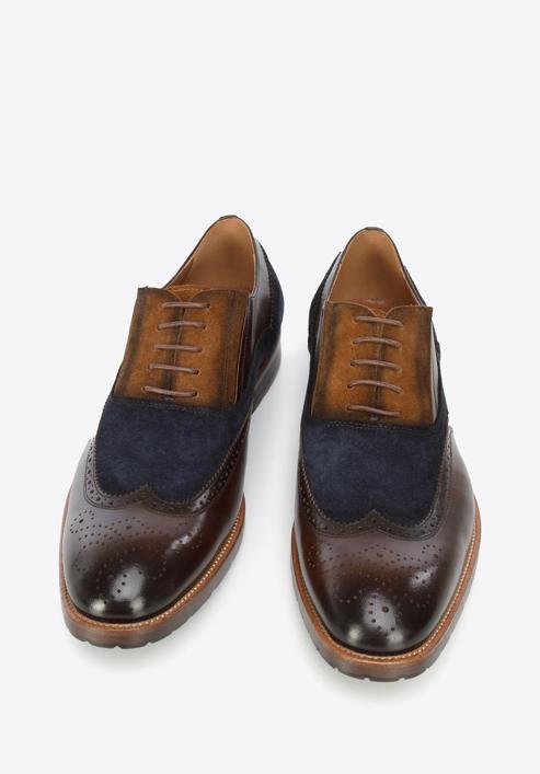 Férfi oxford cipő kétféle bőrből, sötétbarna, 96-M-705-4-43, Fénykép 3