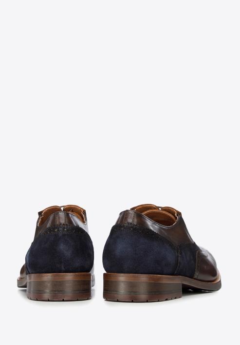 Férfi oxford cipő kétféle bőrből, sötétbarna, 96-M-705-4-43, Fénykép 5