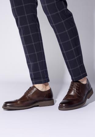 Könnyű talpú férfi bőr brogue cipő, sötétbarna, 95-M-508-4-40, Fénykép 1