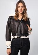 Műszőrmével bélelt női oversize kabát övvel, sötétbarna, 97-9P-106-5-XL, Fénykép 1