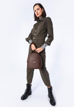Női öko-bőr hátizsák, sötétbarna, 29-4Y-012-4, Fénykép 1