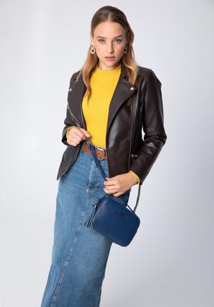 Bőr crossbody táska, sötétkék, 29-4E-014-N, Fénykép 1