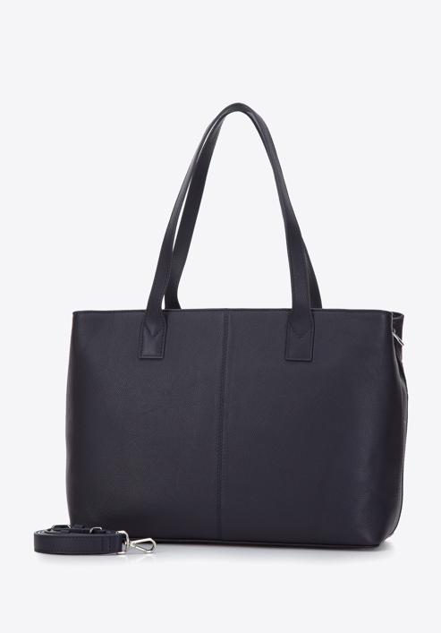 Bőr shopper táska, sötétkék, 97-4E-008-7, Fénykép 3