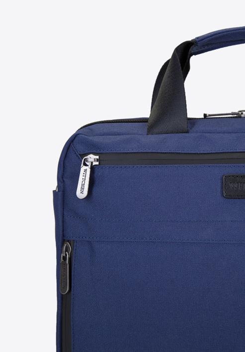 Férfi 13”-es laptop táska kis oldalsó zsebbel, sötétkék, 92-3P-102-17, Fénykép 4