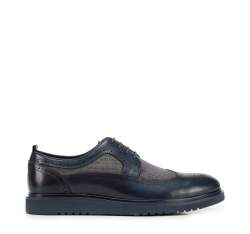 Férfi brogue félcipő modern gumihab talppal, sötétkék, 94-M-506-N-41, Fénykép 1