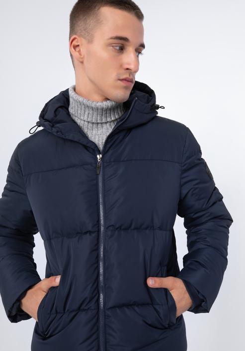 Férfi kapucnis steppelt kabát, sötétkék, 97-9D-952-N-XL, Fénykép 7