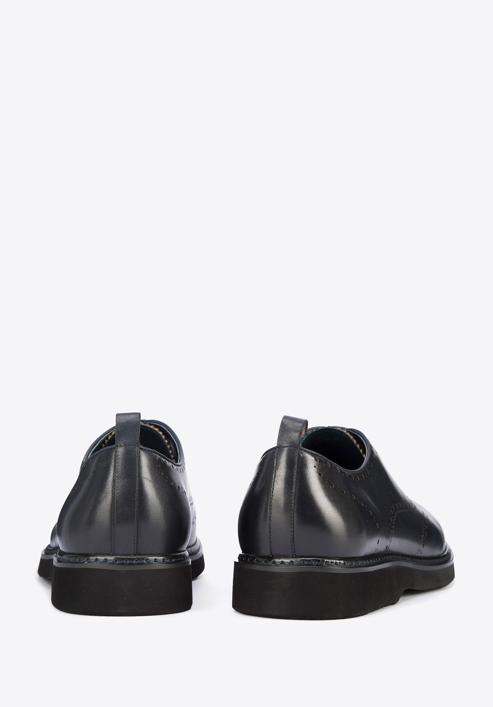 Férfi oxford cipő lyukacsos díszítéssel és könnyű talppal, sötétkék, 95-M-507-N-42, Fénykép 4