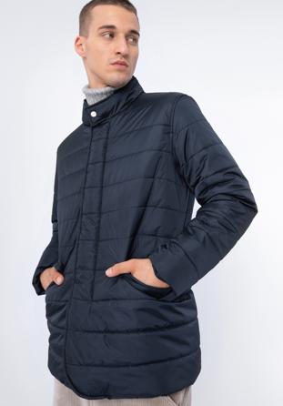Férfi steppelt nylon kabát, sötétkék, 97-9D-450-N-S, Fénykép 1
