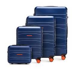 Modern bőröndkészlet polikarbonátból, sötétkék, 56-3P-70K-91, Fénykép 1