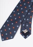Mintás selyem nyakkendő, sötétkék- narancssárga, 97-7K-001-X4, Fénykép 4
