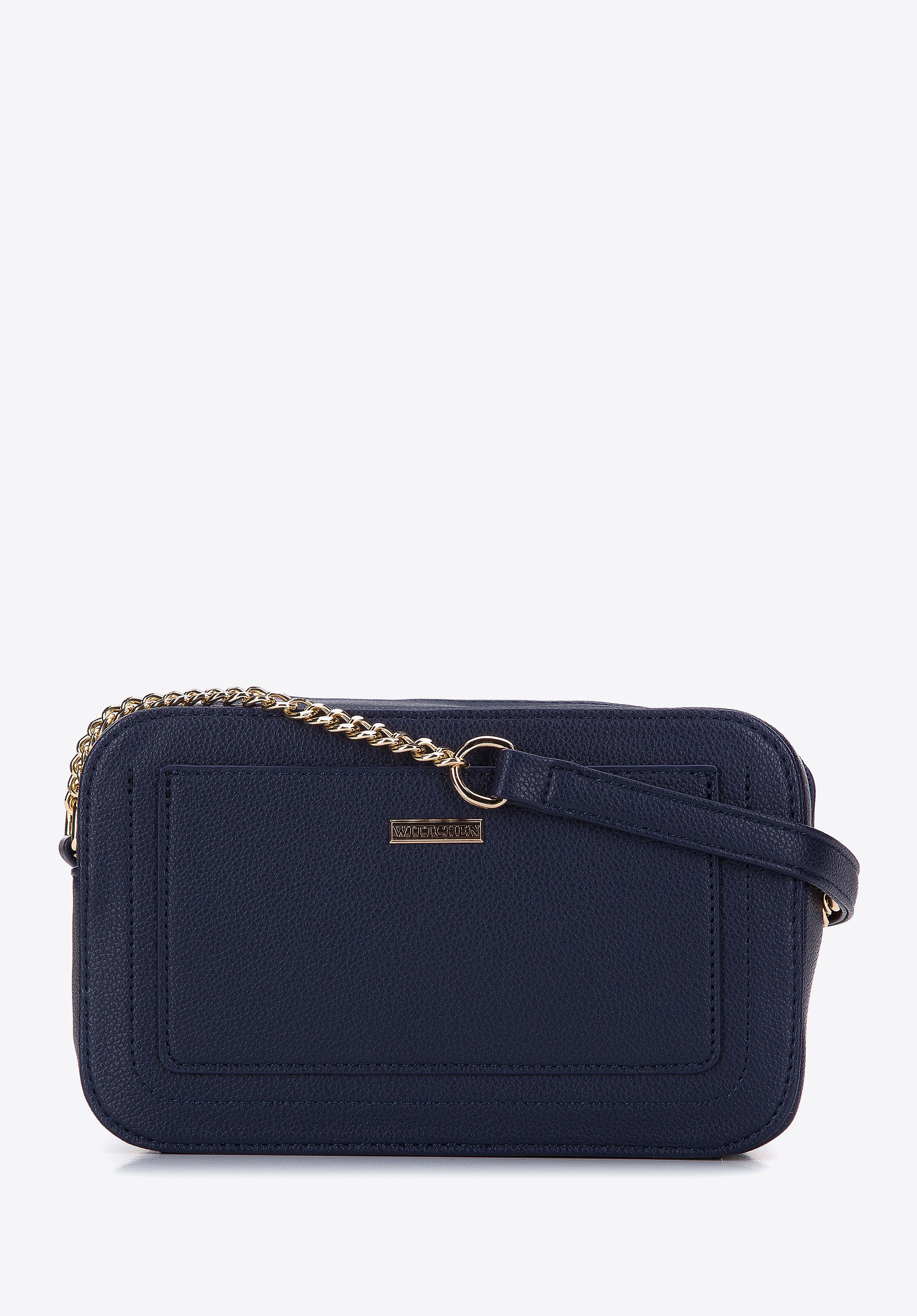 Női ökobőr crossbody táska díszített zsebbel