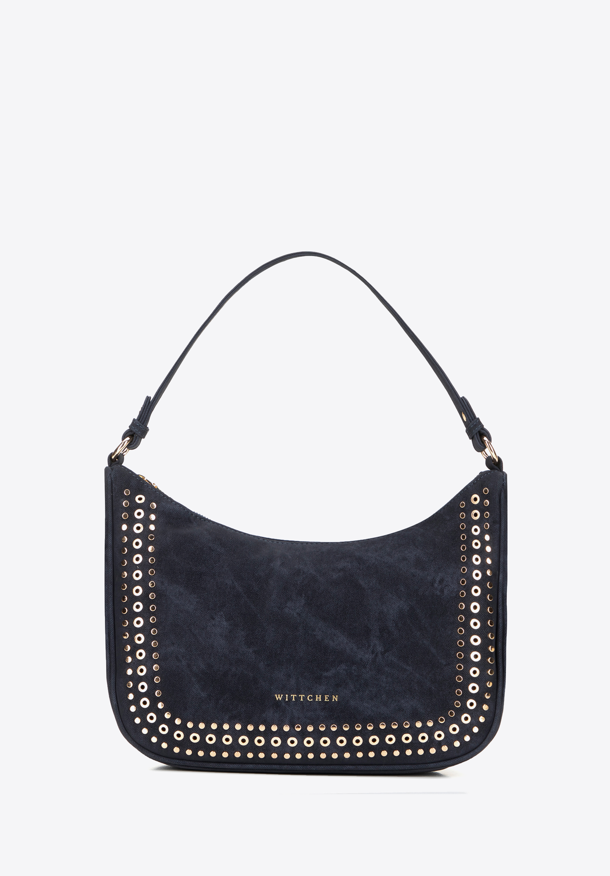 Dekoratív strasszokkal díszített női válltáska, sötétkék, 101-4Y-713-1, Fénykép 1