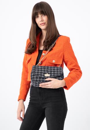 Női buklé crossbody táska lánccal, sötétkék, 97-4Y-752-N, Fénykép 1