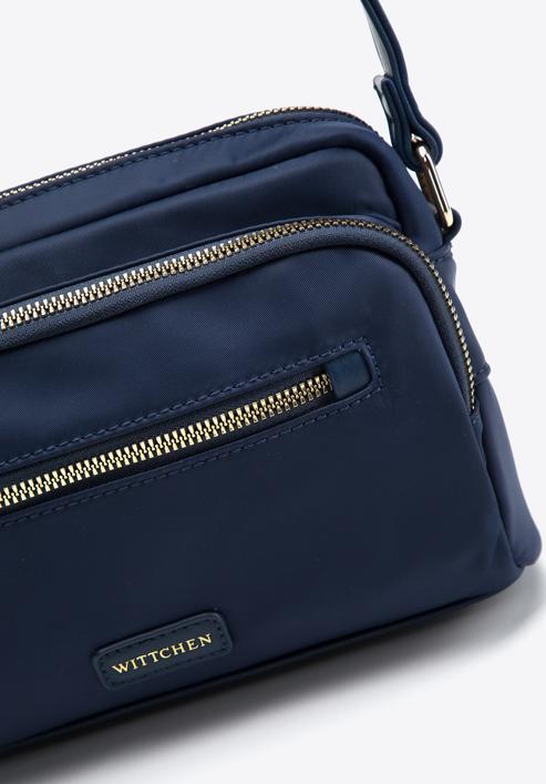 Női nylon és műbőr crossbody táska, sötétkék, 97-4Y-103-1, Fénykép 4