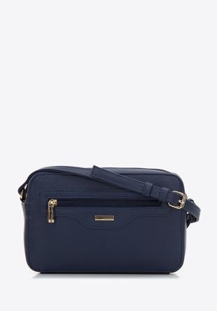 Női saffiano textúrájú műbőr crossbody táska, sötétkék, 97-4Y-519-7, Fénykép 1