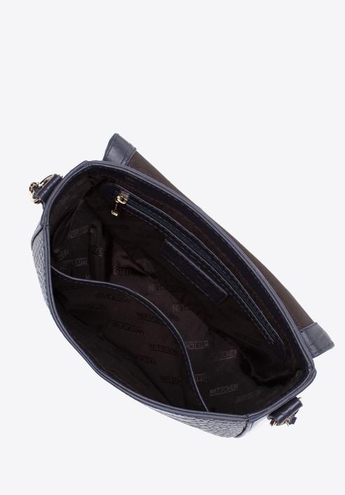 Női texturált bőr crossbody táska, sötétkék, 97-4E-004-7, Fénykép 3