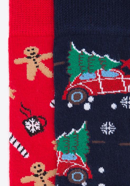 Férfi karácsonyi mintás zokni ajándékkészlet - 2 pár, sötétkék-piros, 98-SM-S02-X3-40/42, Fénykép 5