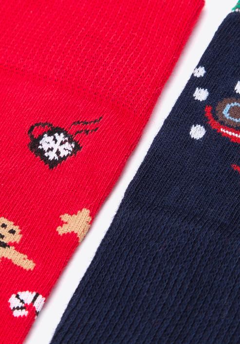 Férfi karácsonyi mintás zokni ajándékkészlet - 2 pár, sötétkék-piros, 98-SM-S02-X3-43/45, Fénykép 6