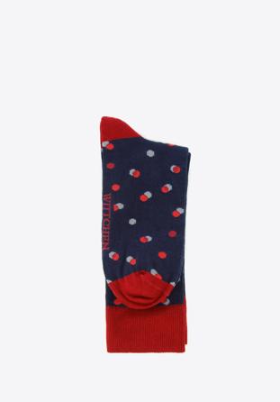 Férfi pöttyös zokni, sötétkék-piros, 96-SM-050-X4-40/42, Fénykép 1