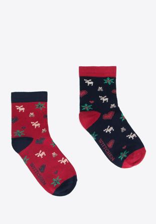Skandináv mintás női zokni készlet - 2 pár, sötétkék-piros, 95-SD-005-X1-38/40, Fénykép 1