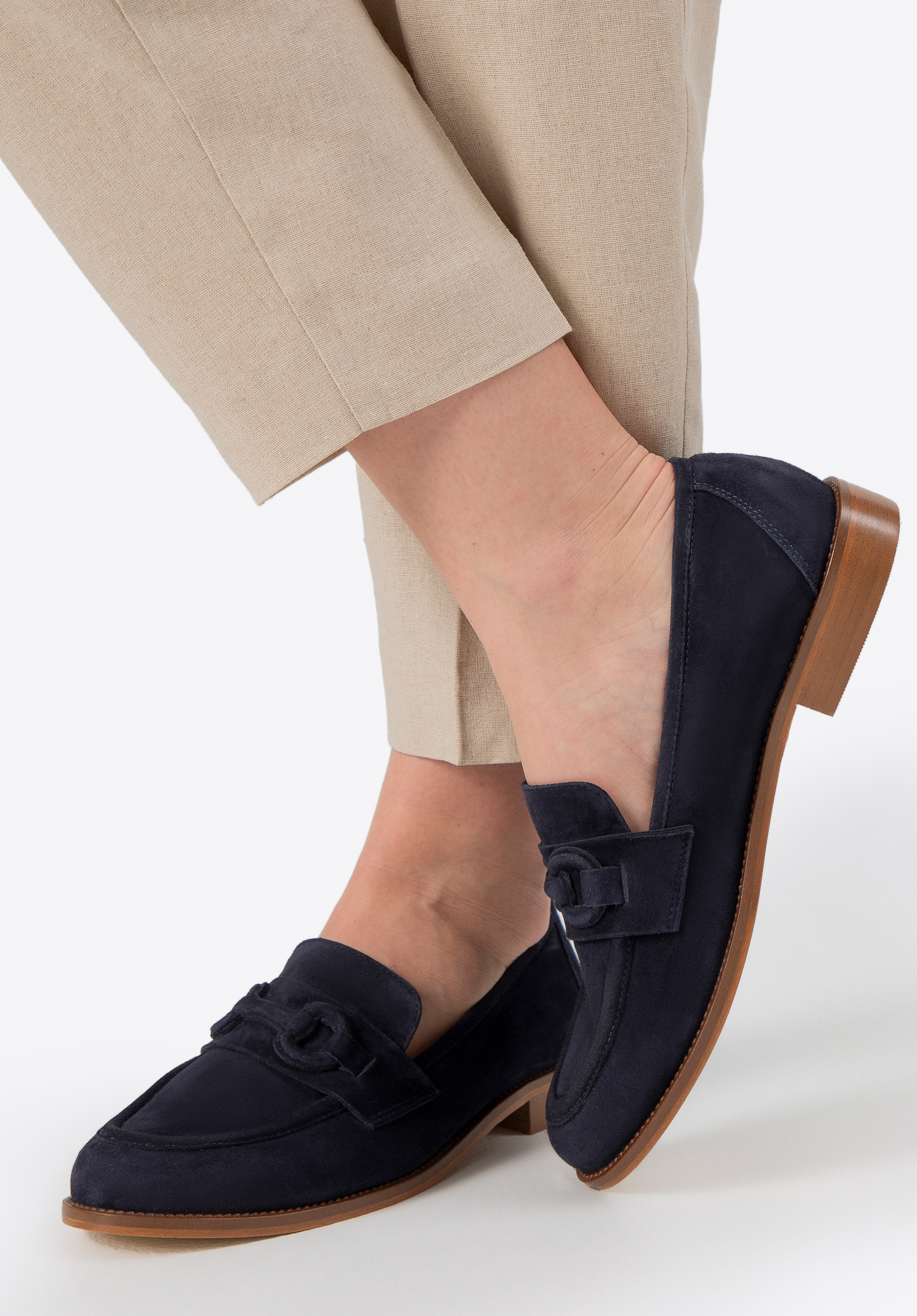 Puha talpú bőr női mokaszin, sötétkék, 100-D-105-N-38, Fénykép 1