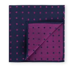 Selyem pöttyös díszzsebkendő, sötétkék-rózsaszín, 96-7P-001-X23, Fénykép 1