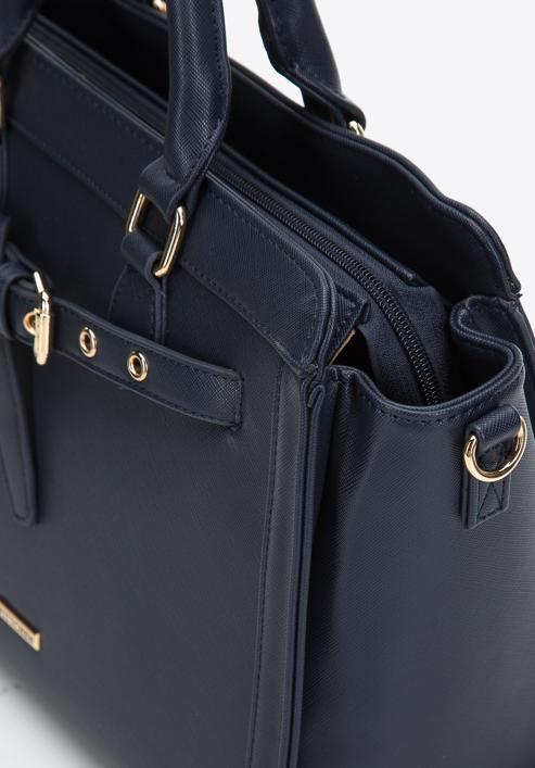 Saffiano textúrájú műbőr táska, sötétkék, 97-4Y-219-F, Fénykép 4