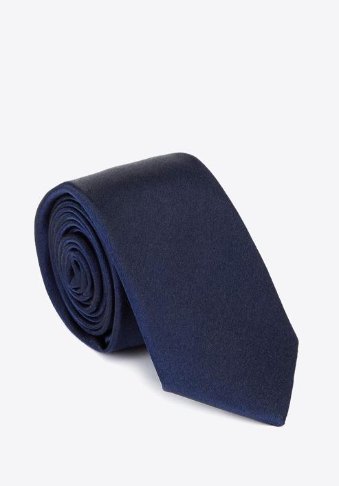 Selyem egyszínű nyakkendő, sötétkék, 92-7K-001-5, Fénykép 1