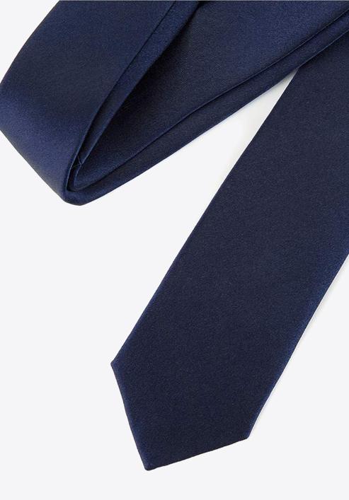 Selyem egyszínű nyakkendő, sötétkék, 92-7K-001-5, Fénykép 4