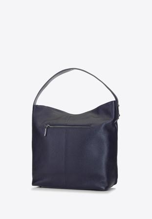 Shopper táska szarvasbőrből szegecsekkel, sötétkék, 91-4E-613-7, Fénykép 1