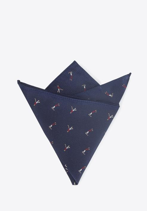 Mintás díszzsebkendő, mandzsettagomb és nyakkendő szett, sötétkék-sötétvörös, 91-7Z-003-X1D, Fénykép 4