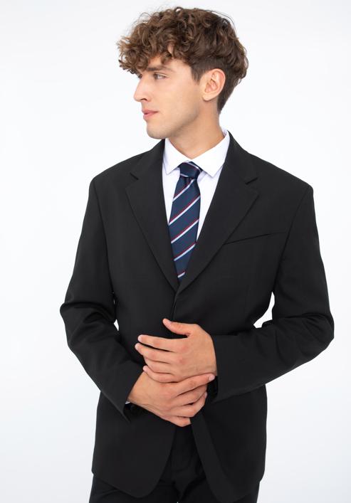 Mintás selyem nyakkendő, sötétkék-sötétvörös, 97-7K-002-X6, Fénykép 15