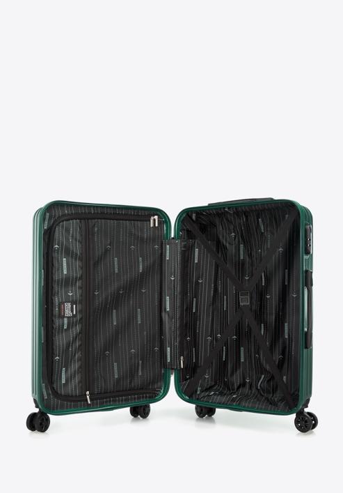 Közepes méretű bőrönd ABS-ből átlós vonalakkal, sötétzöld, 56-3A-742-80, Fénykép 5